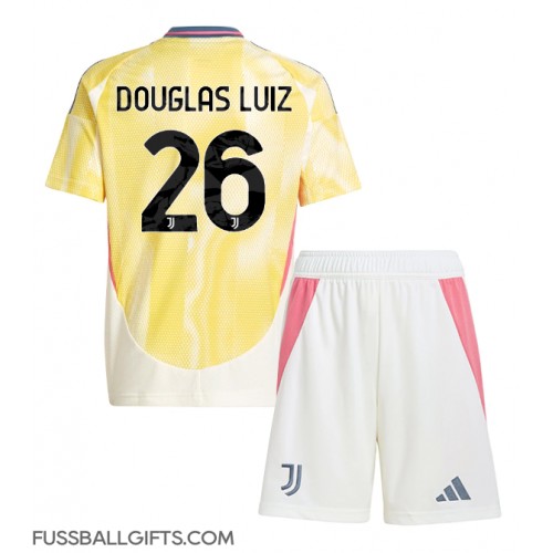 Juventus Douglas Luiz #26 Fußballbekleidung Auswärtstrikot Kinder 2024-25 Kurzarm (+ kurze hosen)